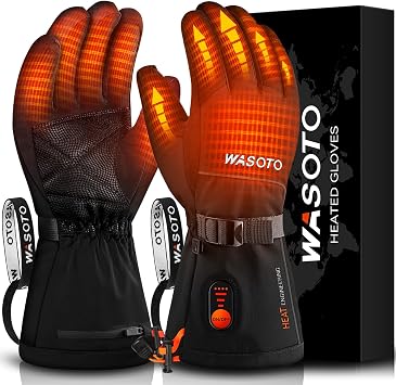 WASOTO Heated Gloves for Men Women Heated Ski Touchscreen Waterproof Electric Heated Fishing Gloves for Winter Outdoor Work Skiing Hiking Camping Raynaud