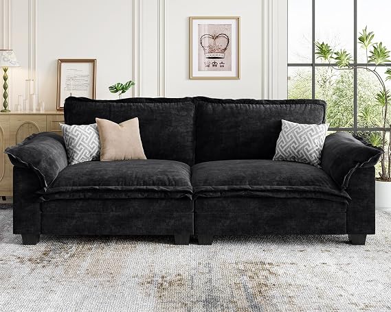 89 Inch Modular Sectional Couches, 2 Seater Loveseat Cloud Couch | Chenille Couches for Living Room, Apartment, Green