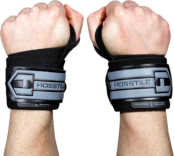 HOSSTILE Wrist Wraps (Pair) Durable 18" with Light Flexibility, Thumb Loop, Extra-Wide Hook and Loop Fastener for Adjustable Support, Ideal for Weightlifting, Bodybuilding, Crossfit