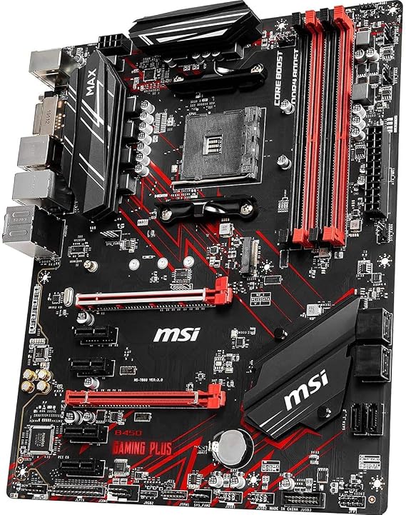 MSI Performance Gaming AMD Ryzen 2ND and 3rd Gen AM4 M.2 USB 3 SATA 6Gb/s DDR4 DVI HDMI Crossfire ATX Motherboard (B450 Gaming Plus Max)