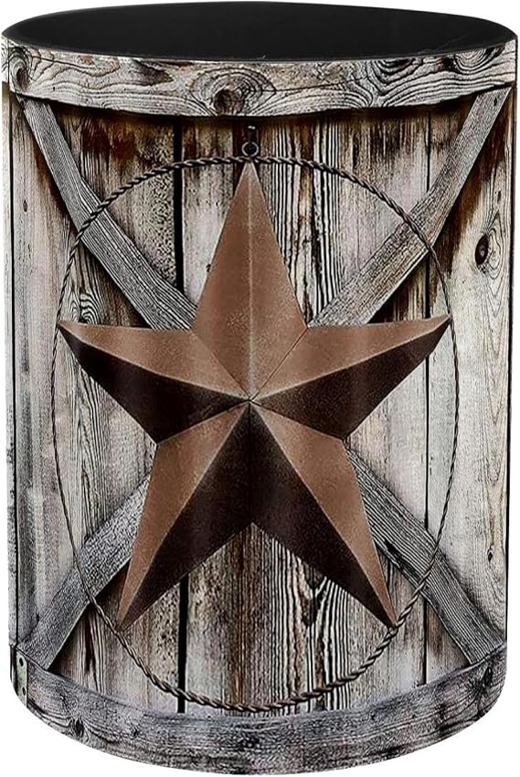 1 Pack Western Texas Star Iron Sheet Leather pen holder - Durable PU Leather Pencil Cup, Desk Accessories Organizer for Office School Home