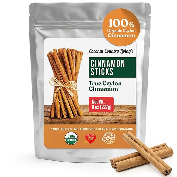 Organic Ceylon Cinnamon Sticks 8 oz, True Cinnamon from Sri Lanka