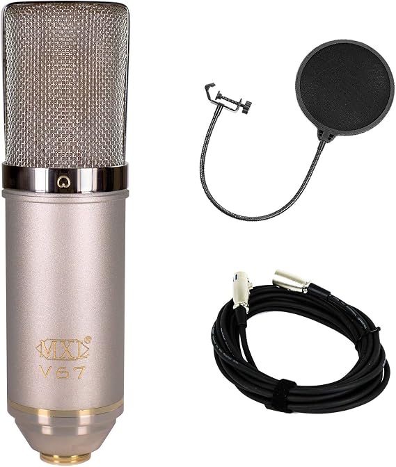 MXL V67G HE Microphone Bundle with 20-Foot XLR Cable & Pop Filter (3 Items)