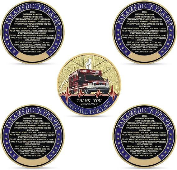 5 Pcs EMS Paramedic's Prayer Challenge Coin