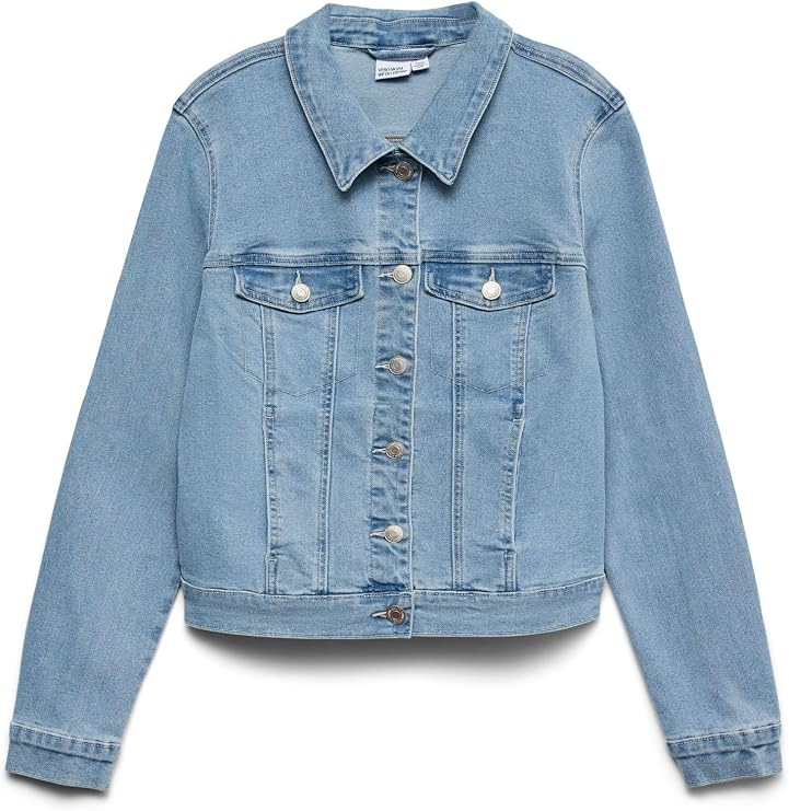 VERO MODA Women's Vmluna Ls Slim Dnm Jacket Mix Ga Noos Jacket (pack of 1)