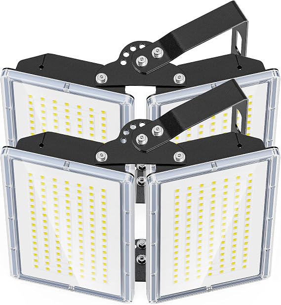 200W LED Stadium Lights Outdoor 2 Piece, Flood Lights Outdoor 20000LM 6500K Cool White IP66 Waterproof for Garden/Warehouse/Yard Lighting