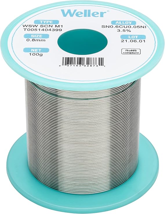 Weller WSW SCN M1 Solder Wire, 0.8mm, 100g | T0051404399