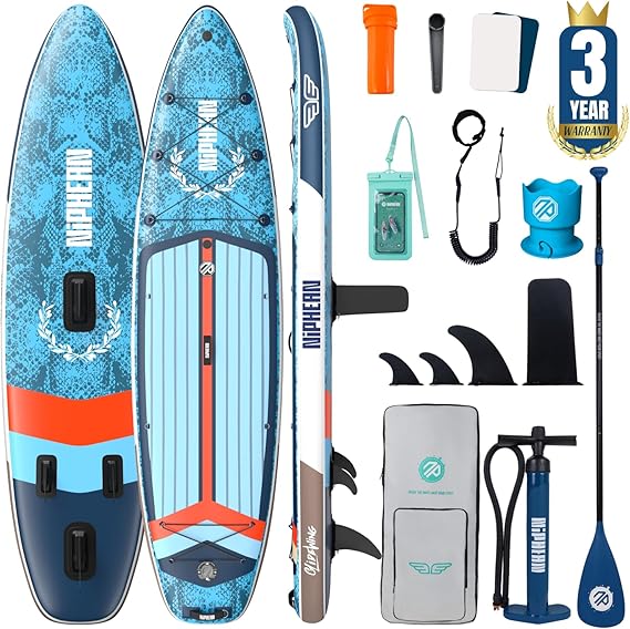 Niphean (Extra Large) Inflatable Paddle Board, SUP for 2+1 People/Family | 500lbs Capacity Paddle Boards for Adults with Complete SUP Accessories, StabilTrac Fin Non-Slip Paddleboard, Gift Ideas