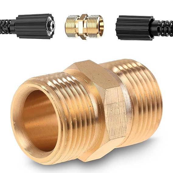 Pressure Washer Hose Adapter, M22 14mm Quick Connect, 4500 PSI, Brass