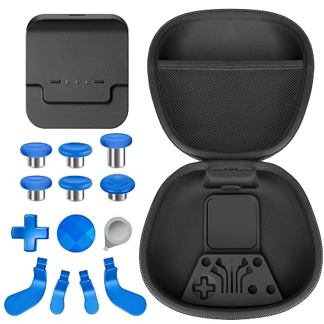 Sedicoca Complete Component Pack for Xbox Elite Wireless Controller Series 2 ,Includes 1 Carrying Case 1 Dock, 4 Paddles, 2 DPads,6 Thumbsticks,1Tool, for Xbox One Elite Series 2 Core Replacement Parts(blue )
