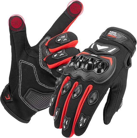 KEMIMOTO Motorbike Gloves for Men Women, Summer Breathable Touchscreen Gloves for Riding & Racing