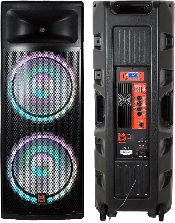 Mr. Dj USA PBX6600LED Bluetooth Speaker Professional Dual 2x15" 5500W Speaker PA DJ LIGHT Bluetooth
