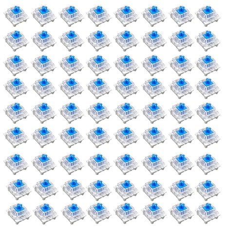 72 PCS Mechanical Keyboard Switches Blue Clicky 3-Pin Pre-Lubed, Keyboard Clicker DIY Replacement Set, Transparent Cherry MX Switches for Gaming & Typing Keyboard Upgrade