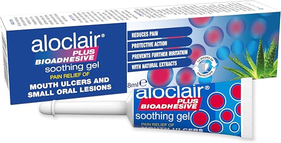 Aloclair Plus Bioadhesive Gel 8ml | Mouth ulcers and small oral lesions, Up to 12+ hours protection, No-touch application, Adults and children 4 years+