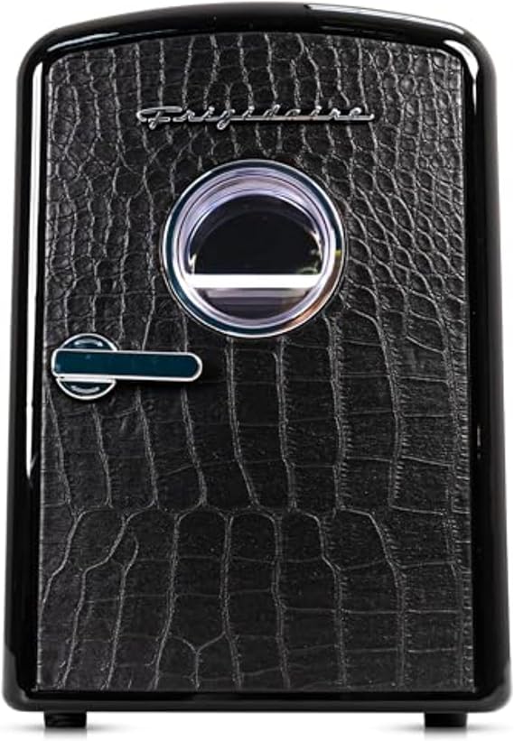 Frigidaire 9 can/6l mini personal fridge cooler Crocodile Finish door-W: 7.08" x L: 11.81" X H: 10.04 (Black)