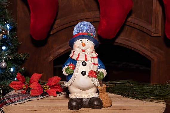 Alpine Corporation Christmas Snowman Statue with LED Lights - Tm