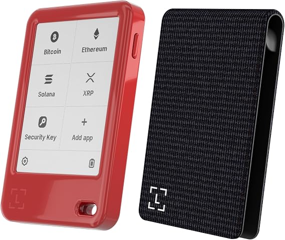 Bundle Ledger Nano Gen5 (Cherry Red) & Magnet Folio (Party Aubergine) - Entry-Level Crypto Touchscreen Signer with Protection