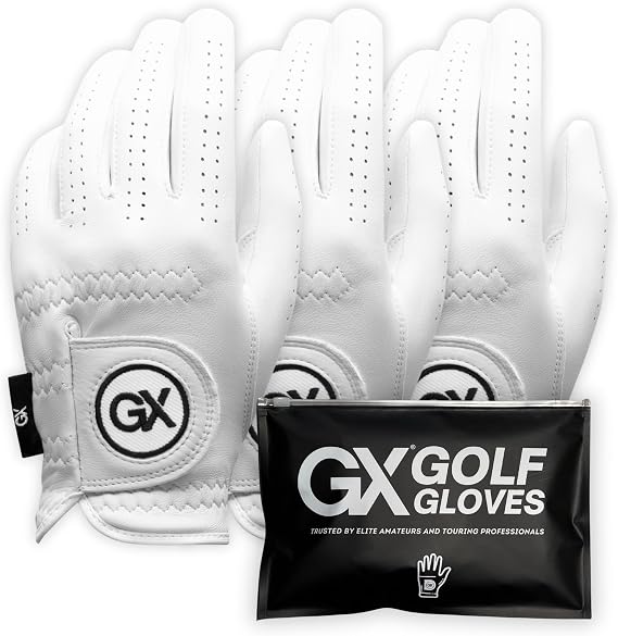 GX Golf Gloves 3-Pack | The Players Cabretta Premium Men's Leather Golf Glove – Precision Fit, Superior Grip, Long-Lasting Durability, Breathable Performance