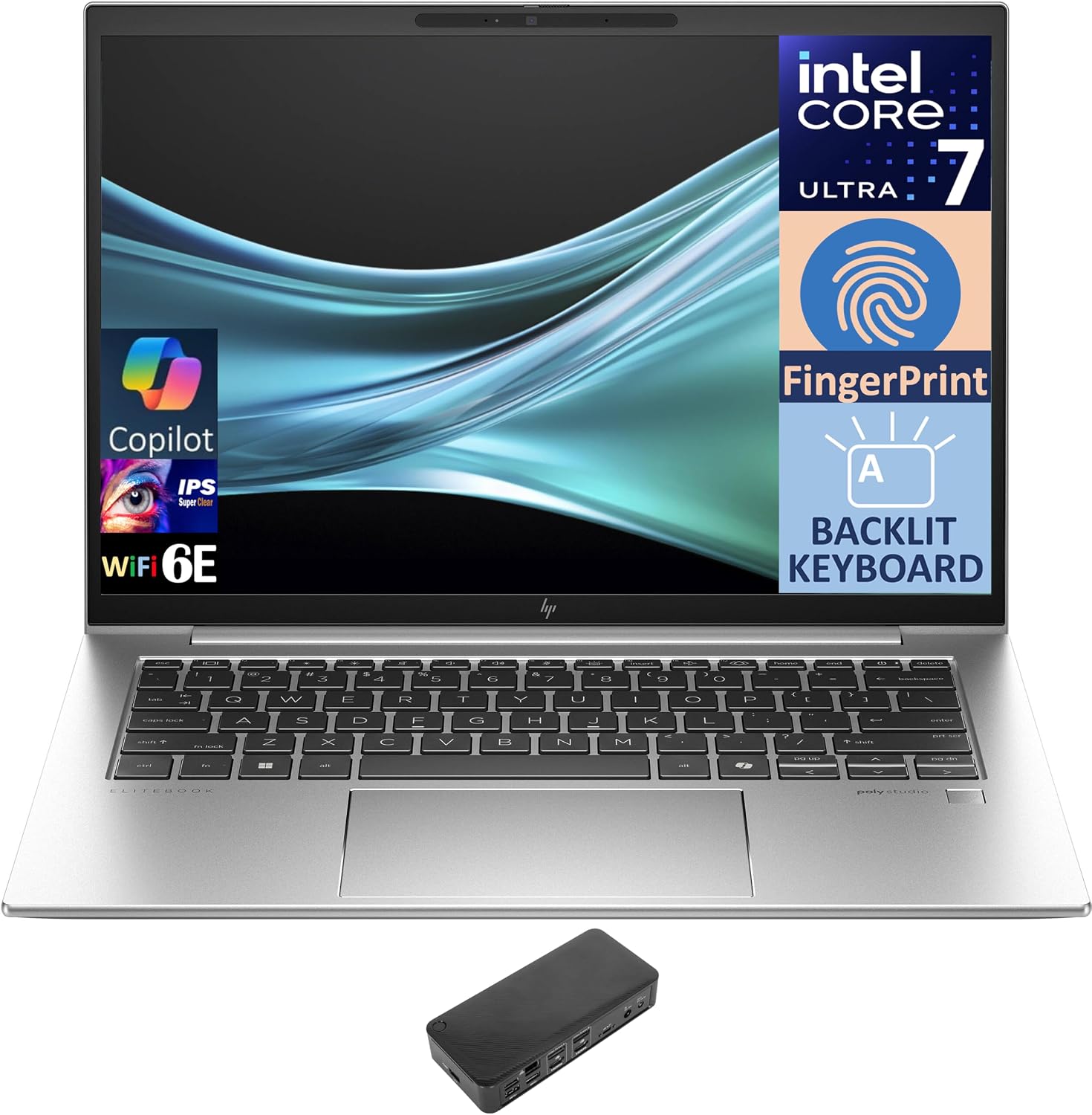 HP EliteBook 840 G11 Business Laptop 14.0 IPS WUXGA Display Intel Core Ultra 7 155U, 64GB DDR5, 1TB M.2 PCIe SSD, Intel Graphics, Backlit KB, Fingerprint, 2 Thunderbolt 4, Win 11 Pro wUSB-C Dock