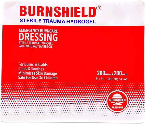 Burnshield Sterile Emergency Burn Dressing 8"x8" (20cm x 20cm) Cools The Burn