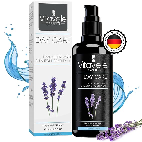 VITAVELLE Natural Day Moisturizer Anti-Aging Hydrating Cream with Allantoin & Hyaluronic Acid Lightweight Daily Facial Care for Oily & Combination Skin (1.69 Fl Oz)