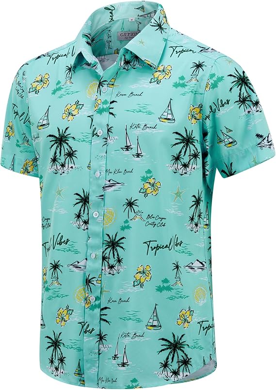 Men's Hawaiian Shirts Short Sleeve Button Down Floral T-Shirt Casual Summer Beach Shirts