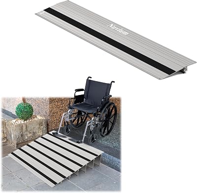 1 Rise Door Threshold Ramp with Updated Fixable Screws, Stable Portable Wheelchair Ramp for Home Steps, Aluminum Door Entry Ramps for Scooters, Power Chairs, Walkers, 800LBS Load Capacity