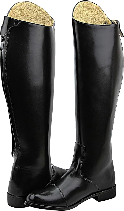 Mens Man Stirling Dress Dressage Boots with Back Zipper Riding English Equestrian Black