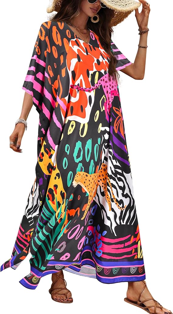 Kaftan Dresses for Women Plus Size Bathing Suit Maxi Swimsuits Bohemian Beach Cover Up Summer Caftan Resort Loungewear