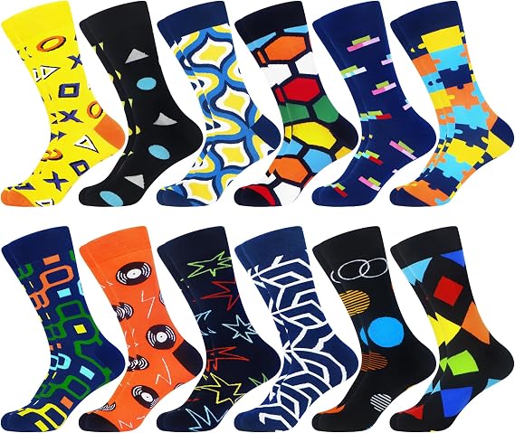 WeciBor Men's Combed Cotton Novelty Crew Socks Size 7-15 | 80% Cotton, Multi Pack, Fun Daily Wear, Novelty Gift, Versatile Occasions, Christmas Decorations