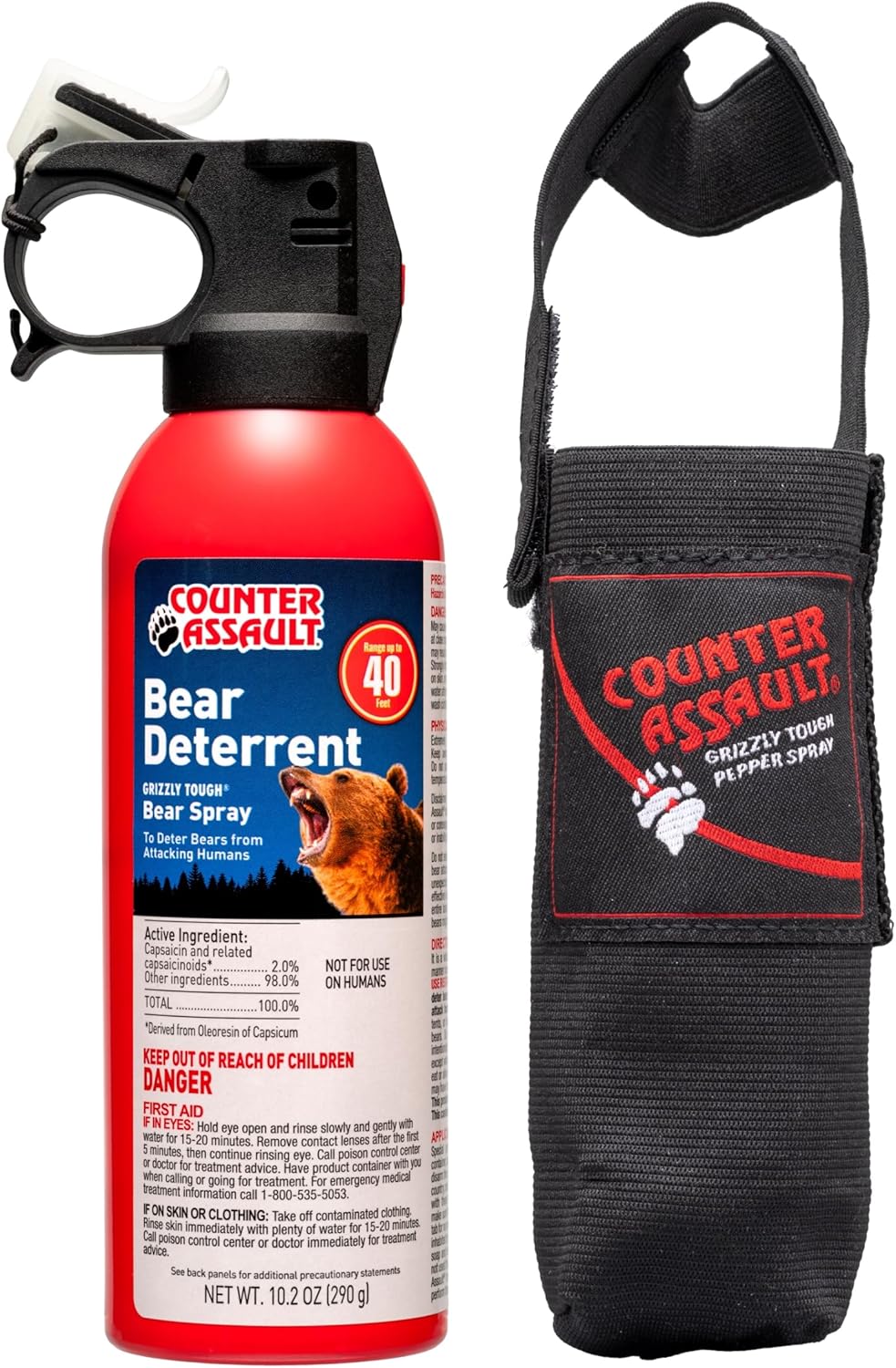 Counter Assault Bear Spray - 2% Capsaicin Bear Deterrent - Pepper Spray for Hiking, Camping, Hunting & More - 10.2 oz