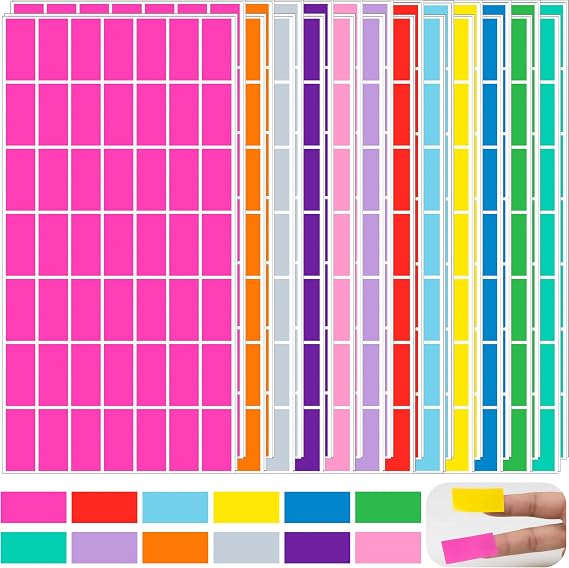 1176 PCS Coloured Stickers Labels,40mm x 19mm Rainbow Sticky Label