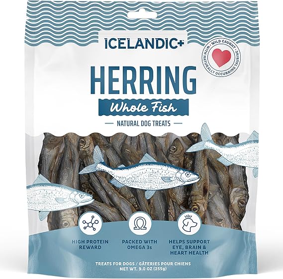 Icelandic+ Whole Fish Herring 9oz Bag, Wild-Caught Air-Dried Dog Treats