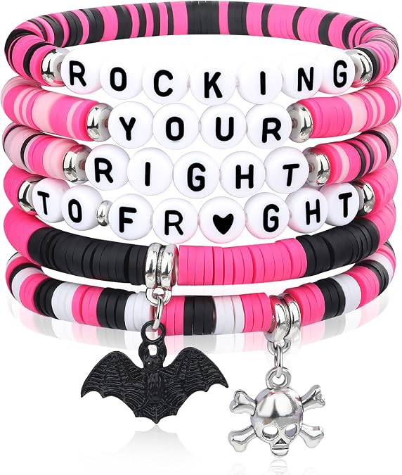Y2K Skull Bracelets Monster Hot Pink Black Skeleton Halloween Jewelry Gifts for Women