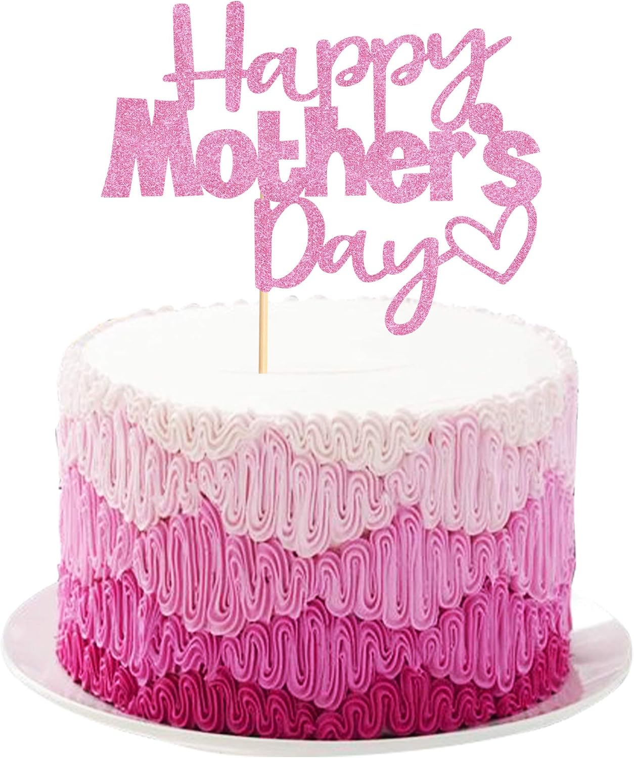 UNIMALL Pack of 1 Pink Glitter Be Mom Heart Love Mother Cake Topper Cake Picks for Mothers Day Party Deration,Pink,Small
