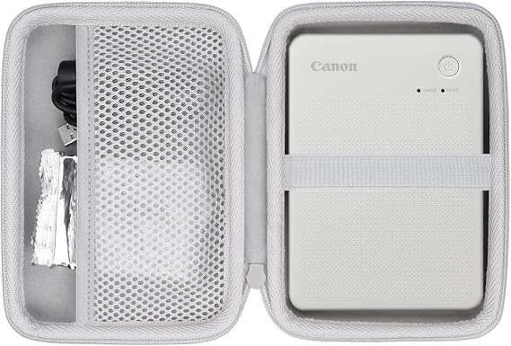 co2CREA Hard Case for Canon SELPHY QX20/QX10 Square Photo Printer,White | Travel Protective Storage Bag with Mesh Pocket & Hand Strap, Shockproof EVA Shell and Soft Lining