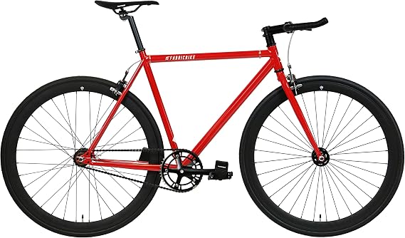 FabricBike Original Pro- Fixie Bike, Flip-Flop Fixed Sprocket, Single Speed, Hi-Ten Steel Frame, 10,45 kg. (Size M) (S-49cm, Pro Red & Matte Black)