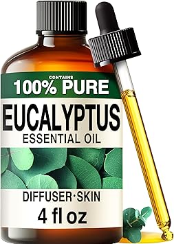 100% Pure Eucalyptus Oil - 4 Fl Oz Eucalyptus Essential Oil for Hair, Skin, Diffuser, Aromatherapy & DIY Soap Making Scent