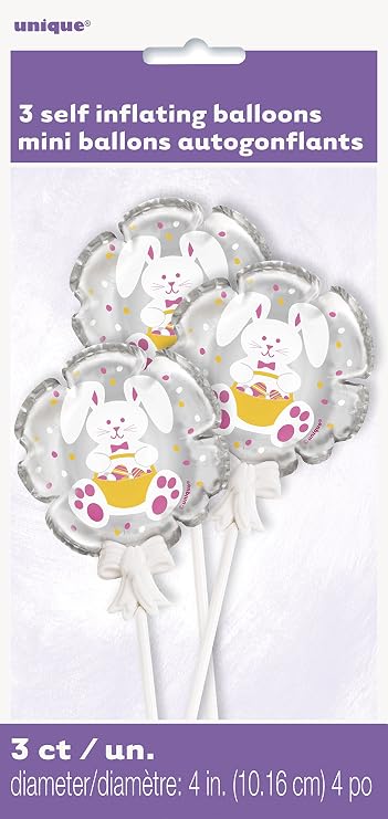 Easter Self-Inflating Foil Balloons - 4" | Silver | 3 Pcs