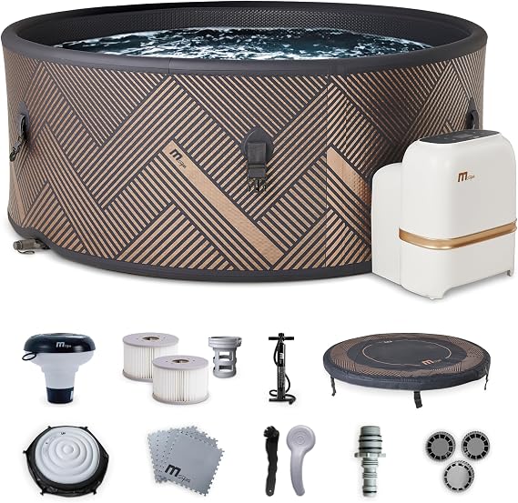 MSpa 6-Person Inflatable Hot Tub, Round Bubble Massage Spa, Champagne Gold