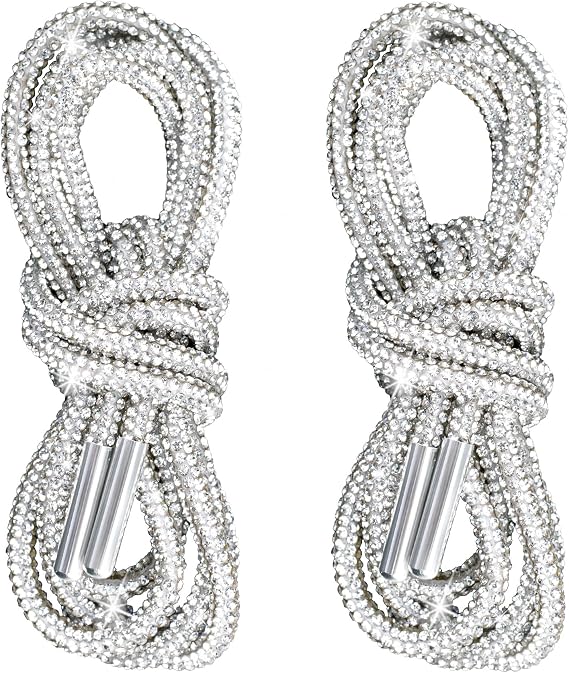 Pndeyo 2pcs Glitter Rhinestone String, 47in, Silver | Fabric & Rhinestone, Sparkly, Crystal, Round, for Hoodies Drawstring Sweatpants Shorts Shoes Bags Accessories