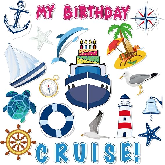 Xuhal 25 Pcs Birthday Cruise Ship Door Magnet Sea Navigation Funny Carnival