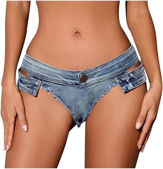 Micro Mini Shorts for Women Low Rise Jean Booty Shorts Stretchy Denim Sexy Summer Wear