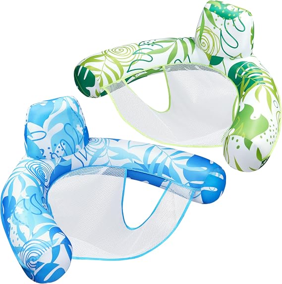 SLOOSH Pool Floats Chairs Adult,2 Pack Floating Water Hammock Chair,Inflatable Lounge with headrest for Adults,Blow up Pool Noodles Floats for Swimming Party Summer Water Fun