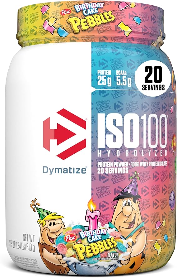 Dymatize ISO100 Protein Powder, 100% Whey Isolate, Birthday Cake