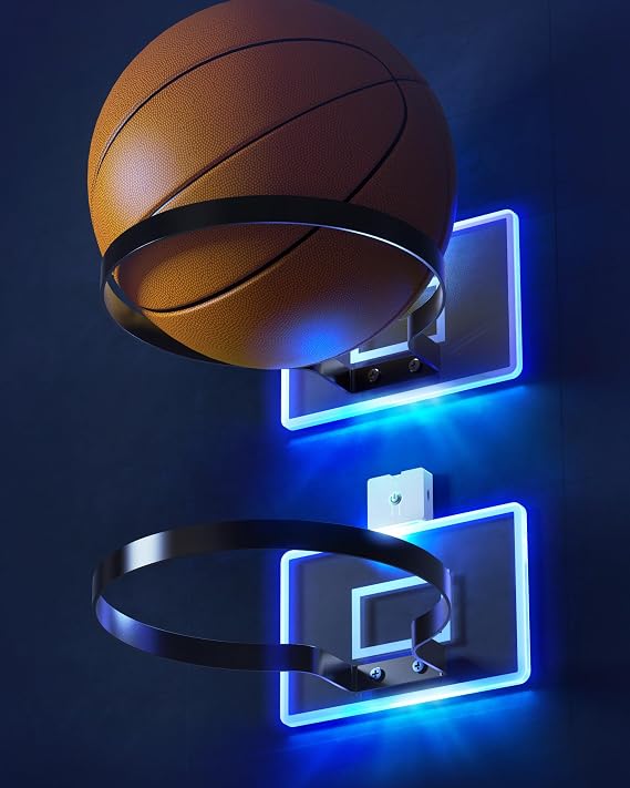 Boy Room Decor, 2 Pack Ball Holder Wall Mount for Football, Soccer, Volleyball and Basketball Display Case, Sports Accessories Organizer for Boys Bedroom
