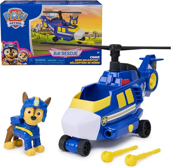 PAW Patrol: Air Rescue Chase Hero Helicopter Toy with Figure, 2 Projectiles