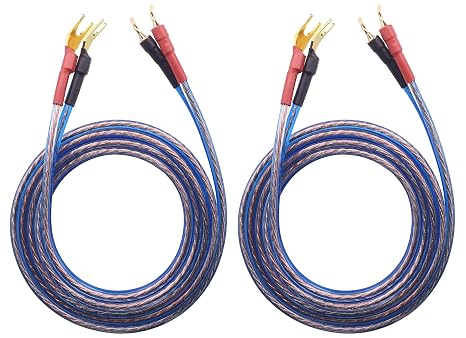 YB-H Set: 1.5M(4.92ft) HiFi OFC Speaker Wire, Spade & Pin Plugs