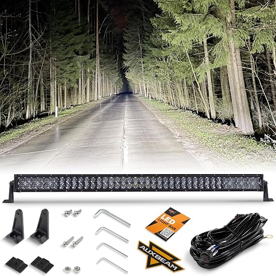 Auxbeam 42 Inch 240W LED Light Bar, 5D Lens Off Road Double Row Lights | 5D Series, 24000LM Output, 5D Optical Lens, 80 LED Chips, Spot Flood Combo Beam, Double-Row Design, IP68 Rated, Universal Fit