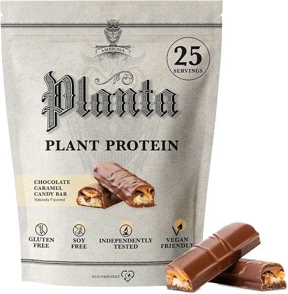 Ambrosia Plant Based Protein Powder 20g | Clean Vegan Pea Protein Powder | Gluten & Dairy Free, Keto Friendly, No Added Sugar | 25 Servings | Candy Bar